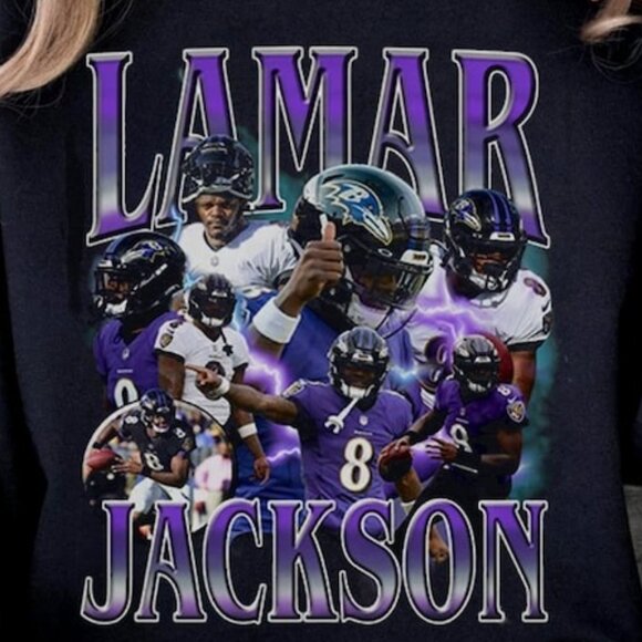 Lamar Jackson Sweatshirt 90s Graphic NFL Ravens Football Crewneck Style 05 - Picture 2 of 5